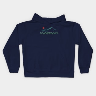 green mountain and red moon Kids Hoodie